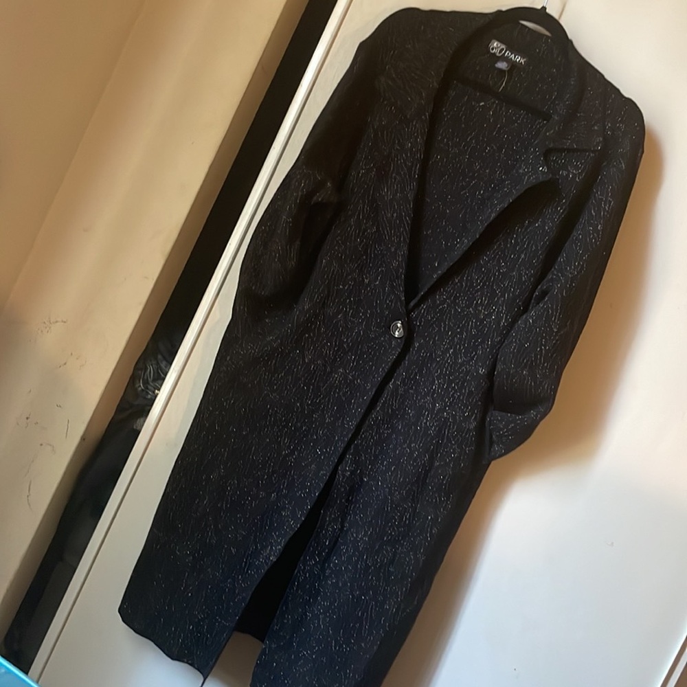 80 park long black coat with glitter light and warm no lining elegant xl